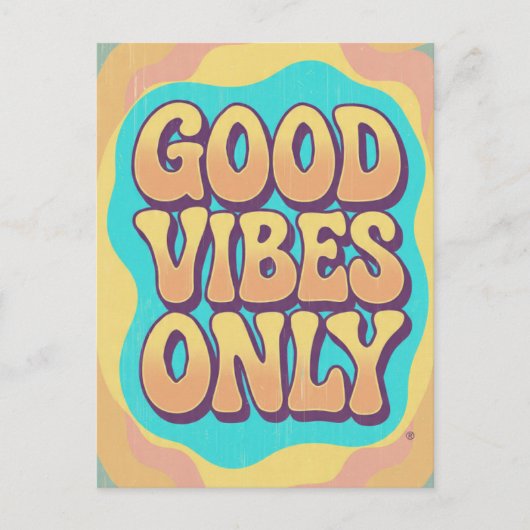 Good vibes only retro groovy style briefkaart (Voorkant)