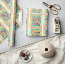 Good vibes only retro groovy style cadeaupapier