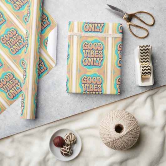 Good vibes only retro groovy style cadeaupapier (Crafts)