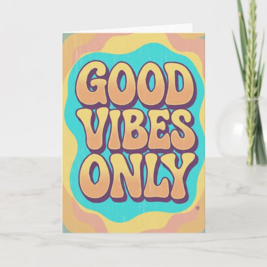 Good vibes only retro groovy style kaart (Voorkant)