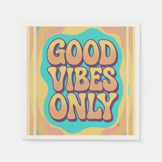 Good vibes only retro groovy style servet (Voorkant)