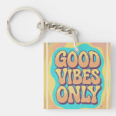 Good vibes only retro groovy style sleutelhanger (voorkant)