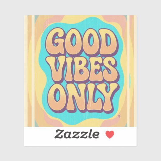 Good vibes only retro groovy style sticker (Vel)