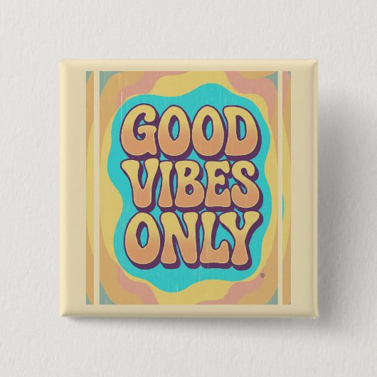 Good vibes only retro groovy style vierkante button 5,1 cm (Voorkant)