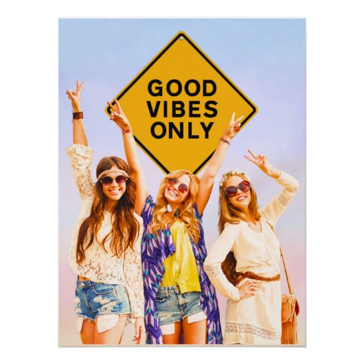 Good Vibes Only Retro Hippie Poster (Voorkant)