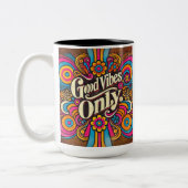 Good Vibes Only retro psychedelisch Tweekleurige Koffiemok (Links)