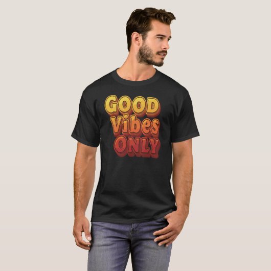 Good Vibes Only Retro Typografie T-shirt – Positie (Voorkant volledig)