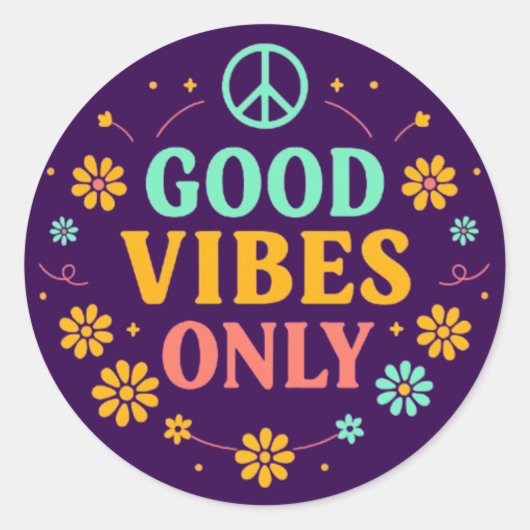 Good Vibes Only Ronde Sticker (Voorkant)