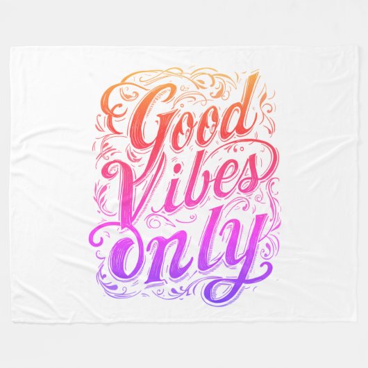 Good Vibes Only Script Badge Fleece Deken (Voorkant (Horizontaal))