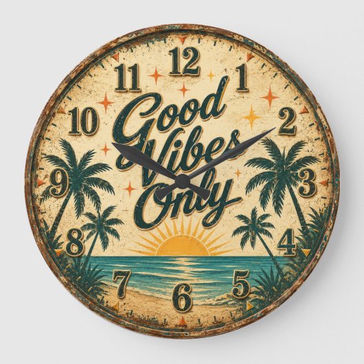 Good Vibes Only Tropical Beach Grote Klok (Voorkant)