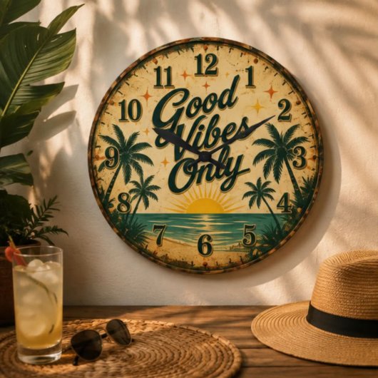 Good Vibes Only Tropical Beach Grote Klok