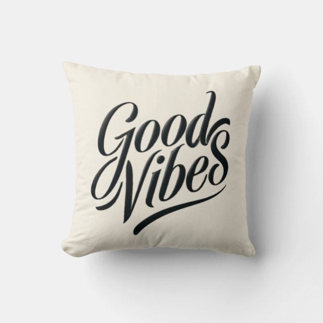Good Vibes Pillow - Moderne kalligrafie stijl Kussen (Voorkant)