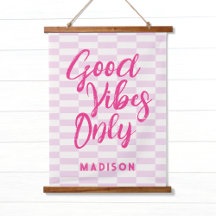 Good Vibes Pink Script + Patroon met naam Teen Roo