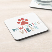 Good Vibes Positive Energy Paw-sitive Vibes Funny Onderzetter (Linkerzijde)