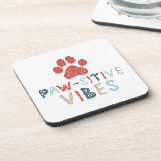 Good Vibes Positive Energy Paw-sitive Vibes Funny Onderzetter (Linkerzijde)