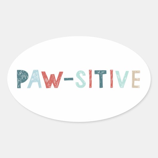 Good Vibes Positive Energy Paw-sitive Vibes Funny Ovale Sticker (Voorkant)
