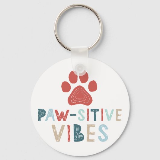 Good Vibes Positive Energy Paw-sitive Vibes Funny Sleutelhanger (Voorkant)