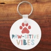Good Vibes Positive Energy Paw-sitive Vibes Funny Sleutelhanger (Voorkant)