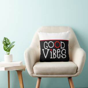 Good Vibes Positive Quote White Black Kussen