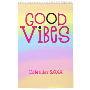 Good Vibes Positive Quotes Pink Rainbow 2022 Kalender