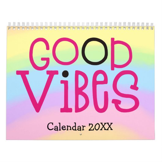 Good Vibes Positive QuoteTypography Rainbow 2022 Kalender (Hoes)