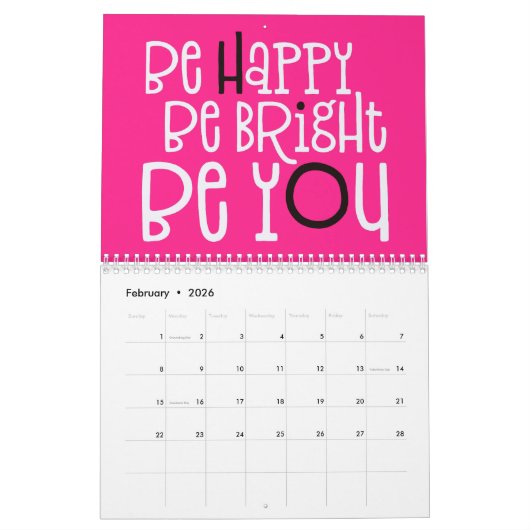 Good Vibes Positivity citeert Roze White 2022 Kalender (Feb 2026)