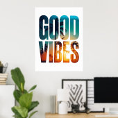 Good Vibes Poster – Tropical Sunset Typography (Thuiskantoor)