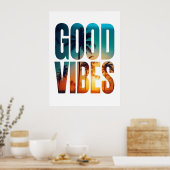 Good Vibes Poster – Tropical Sunset Typography (Keuken)