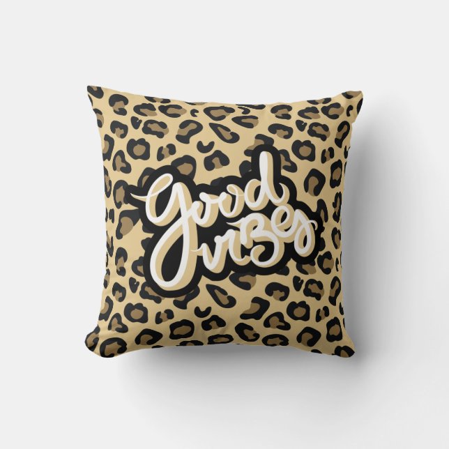 Good Vibes Quote Cheetah Animal Print Kussen (Voorkant)