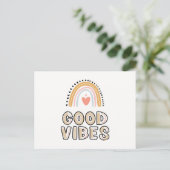 Good Vibes Rainbow Boho Lettering Briefkaart (Staand voorkant)