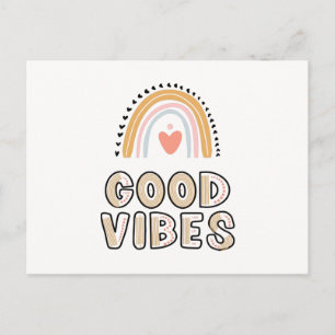 Good Vibes Rainbow Boho Lettering Briefkaart