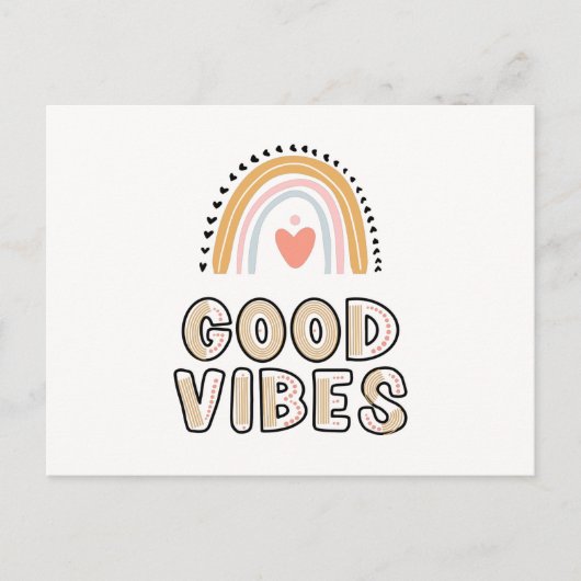 Good Vibes Rainbow Boho Lettering Briefkaart (Voorkant)