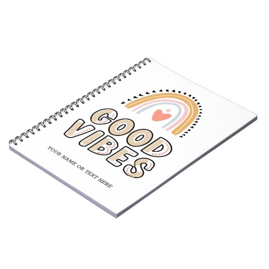 Good Vibes Rainbow Boho Lettering Notitieboek (Linkerzijde)