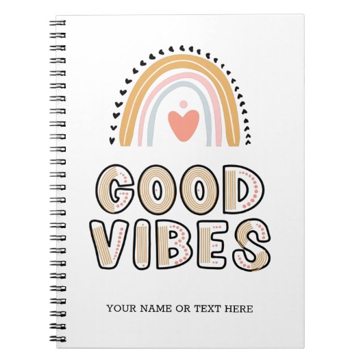 Good Vibes Rainbow Boho Lettering Notitieboek (Voorkant)