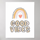 Good Vibes Rainbow Boho Lettering Poster (Voorkant)