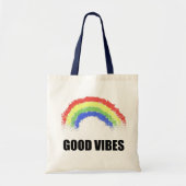 Good Vibes Rainbow Canvas tas (Voorkant)
