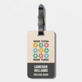 Good Vibes Retro Colorful Daisy Flowers Bagagelabel (Achterkant verticaal)