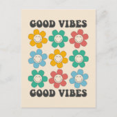 Good Vibes Retro Colorful Daisy Flowers Briefkaart (Voorkant)