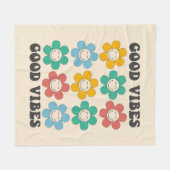 Good Vibes Retro Colorful Daisy Flowers Fleece Deken (Voorkant (Horizontaal))