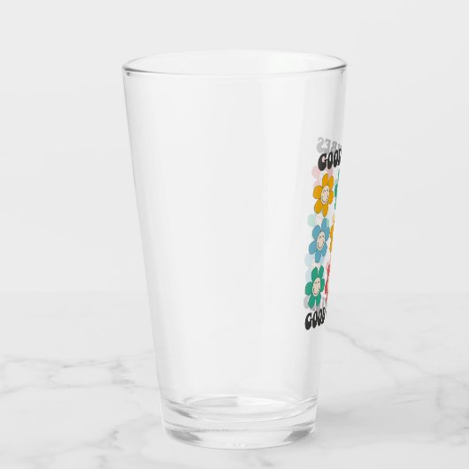 Good Vibes Retro Colorful Daisy Flowers Glas (Rechts)