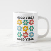 Good Vibes Retro Colorful Daisy Flowers Grote Koffiekop (Rechts)