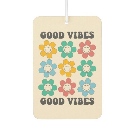 Good Vibes Retro Colorful Daisy Flowers Luchtverfrisser (Voorkant)