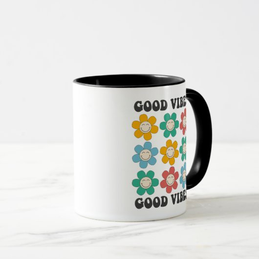Good Vibes Retro Colorful Daisy Flowers Mok (Voorkant rechts)