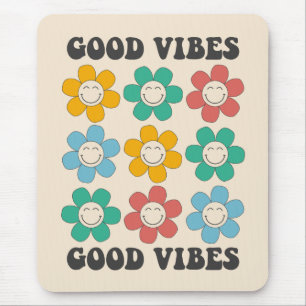 Good Vibes Retro Colorful Daisy Flowers Muismat
