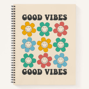 Good Vibes Retro Colorful Daisy Flowers Notitieboek