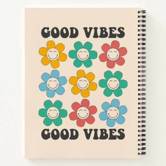 Good Vibes Retro Colorful Daisy Flowers Notitieboek (Achterkant)