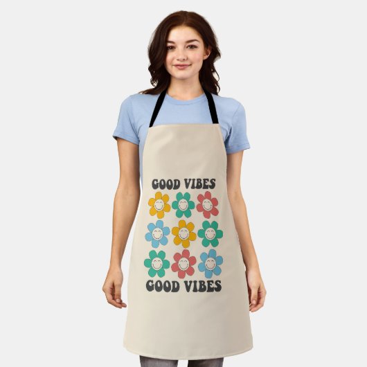 Good Vibes Retro Colorful Daisy Flowers Schort (Gedragen)