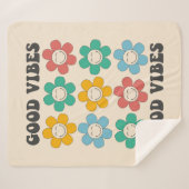 Good Vibes Retro Colorful Daisy Flowers Sherpa Deken (Voorkant (horizontaal))