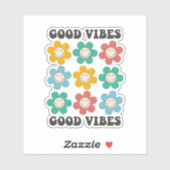 Good Vibes Retro Colorful Daisy Flowers Sticker (Vel)