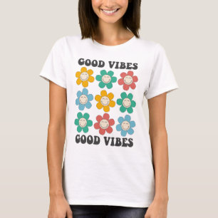 Good Vibes Retro Colorful Daisy Flowers T-shirt